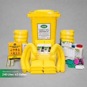 Kit anti-déversement de produits chimiques industriels, kit de réponse aux fuites de liquides dangereux, kit anti-déversement pour bacs à roulettes, grande capacité, absorbant, nettoyant - Product Image 2
