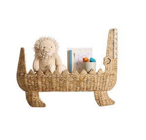 Eco friendly water hyacinth wall <b>shelf</b> kid nursery rooms woven rattan storage holders baskets alligator <b>rustic</b> wall art hanging - Product Image 1