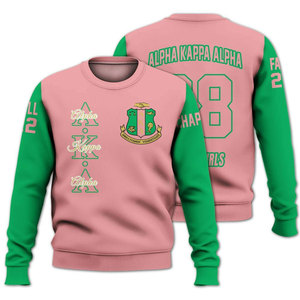 Sudadera Alpha Aka Alpha 1908 Verde con Cuello Redondo, Unisex, Corte Regular, Diseño con Letras Griegas Estampadas, Sudadera Universitaria - Product Image 4