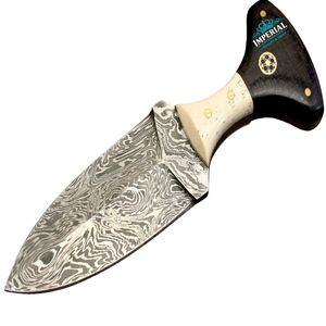 Custom Handmade Damascus Steel Skinning <b>Knife</b> with <b>Bone</b> and Black Wood <b>Handle</b> Fixed Blade Hunting Camping Bushcraft Survival OEM - Product Image 2