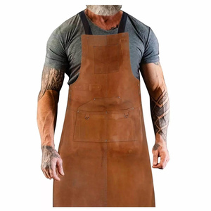 Cowhide Split <b>Leather</b> <b>Work</b> Shop Apron With <b>Tool</b> Pockets Heat and Flame Resistant Welding Apron Heavy Duty Firefighting Welders - Product Image 4