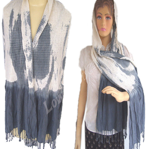 Châle en voile de coton peint à la main pour femme, écharpe longue réversible, toutes saisons, usage quotidien, style traditionnel - Product Image 2