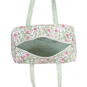 Handmade Cotton Quilted Luxury Fashion Durable Weekender <b>Bag</b> Floral Block Print Duffle Bohemian <b>Overnight</b> Travel Tote Large Gym - Product Image 4