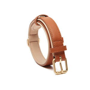 Premium Padded Genuine Leather Dog <b>Collar</b> with Brass Buckle & D-Ring Soft Inner Lining Adjustable <b>Pet</b> Neck Strap for Small - Product Image 5