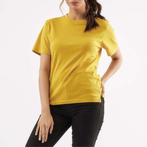 T-shirts de haute qualité en coton et polyester, couleur jaune, logo entièrement personnalisé, prix abordable - Product Image 4