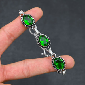 Apatite verte personnalisée créée en laboratoire, en argent sterling 925, taille ovale, pierre précieuse facettée, réglable, faite à la main, cadeau chrétien pour fête - Product Image 4