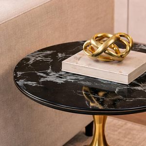 Table basse moderne personnalisable avec base en métal, design industriel, meuble de salon avec étagère de rangement - Product Image 2