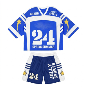 Ensemble short et maillot pour homme en polyester mesh 260 GSM, noir et blanc, avec panneau éclair et impression sérigraphique, logo personnalisé. - Product Image 2