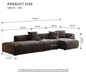 Canapé d'angle modulaire en chenille chocolat moderne, style <span class=keywords><strong>français</strong></span>, avec chaise longue, pour villa, salon, appartement minimaliste - Product Image 6