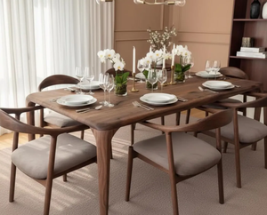 Table à manger en bois d'acacia massif, écologique et durable, finition grain naturel, pour une grande surface, maison, cuisine, restaurant - Product Image 5