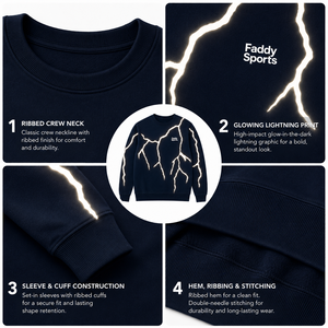 Sudadera de Cuello Redondo de Algodón Grueso para Hombre con Logotipo Personalizado, Sudadera Urbana con Estampado Gráfico de Rayos, Sudadera Unisex con Forro Polar Reflectante - Product Image 6