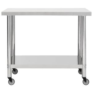 Tavolo da lavoro cucina commerciale con ruote 39.4 \ "x17.7 \" x33.5 \ "fabbricazione in acciaio inox - Product Image 3