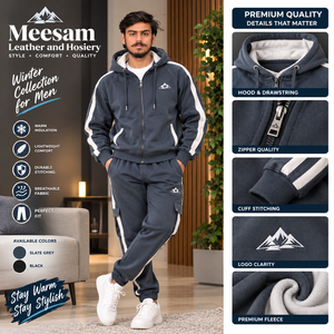 Conjunto de Dos Piezas para Hombre: Sudadera con Capucha Azul Marino y Pantalones Deportivos Negros, Traje Deportivo Informal - Product Image 4