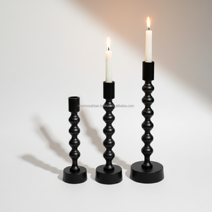 Bougeoirs modernes en aluminium, lot de 3, décoration de centre de table de fête de mariage, design fait main, finition noire, qualité d'exportation, nouvel arrivage - Product Image 1