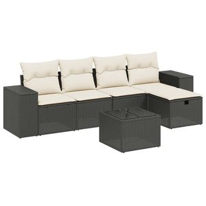Grand ensemble de canapés de jardin modulaires en rotin PE noir, élégant et durable, mobilier d'extérieur - Product Image 2