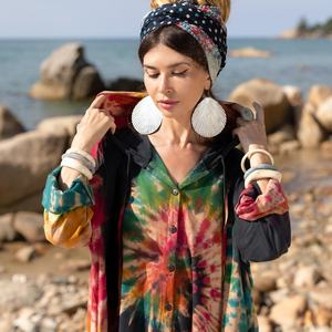 Prix usine en gros 100% rayonne cravate teinture Kimono plage couvrir ample confortable été veste Boho Style Kimono - Product Image 4