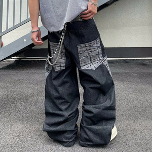 <span class=keywords><strong>Jeans</strong></span> da <span class=keywords><strong>Uomo</strong></span> YUCE di Alta Qualità, Stile Streetwear Personalizzato, Denim Grezzo, Vestibilità Ampia, Design con Patchwork Curvo - Product Image 5
