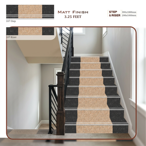 10mm/20mm Thick Matte Finish GVT Porcelain <b>Step</b> Riser Tiles 1000x300mm & 1000x200mm Non-Slip Outdoor Stair Treads for Export - Product Image 3