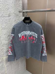 เสื้อยืดแขนยาวคอกลมทรงโอเวอร์ไซส์สำหรับผู้ชายจาก Vesta Garments ลายพิมพ์ลำลอง ผลิตจากโพลีเอสเตอร์/คอตตอน ใส่สบาย เป็นมิตรกับสิ่งแวดล้อม เหมาะสำหรับฤดูใบไม้ร่วง - Product Image 4