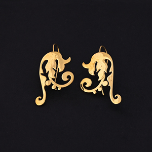 Pendientes de Mujer Modernos de Latón Chapado en Oro con Diseño Floral Intrincado, Tamaño 45x25MM - Product Image 2