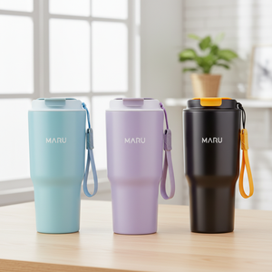 Vaso Térmico MARU de 20 oz, Portátil, Doble Pared, SUS 304, Revestimiento de Cerámica de Titanio al Vacío, Aislamiento Térmico de 6 a 12 Horas, Correa de Transporte - Product Image 1