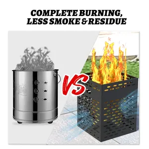 Modern Steel <b>Fire</b> <b>Pit</b> 20x20x30in 63 Gallon Capacity Freestanding Outdoor Heating Portable <b>Wood</b> <b>Burning</b> - Product Image 2