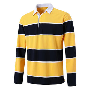 <b>White</b> Striped Collar Rugby Polo <b>Shirts</b> <b>Long</b> <b>Sleeve</b> Rugby Jersey <b>Men's</b> Custom Two Tone Color Best Quality Rugby <b>Shirts</b> All Size - Product Image 1