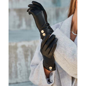 Leather fashion gloves with beautiful buttons - Product Image 2