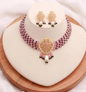 22K Gold Plated Vintage <b>Ruby</b> Choker <b>Necklace</b> Set Handmade Indian Designer Bridal Wedding Jewelry IGI Certified - Product Image 1