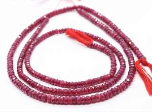 Cuentas facetadas de rubí AAA, cuentas de rubí rondelle de 4 mm, cuentas de rubí africano teñido, cuentas de piedras preciosas de rubí rosa facetadas de 16 pulgadas - Product Image 4