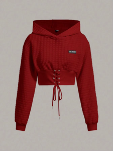 Élégante Blouse Blanche Unie à Capuche et Manches Courtes pour Femme, Coupe Ajustée, Respirante, Séchage Rapide, Détail Brodé à Lacets, Lavable en Machine - Product Image 4