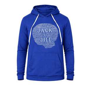 Sweat à capuche bleu Jack and Jill avec motif nuage de mots, sweat à capuche Dri Fit pour hommes et adolescents, sweat à capuche confortable pour une utilisation décontractée - Product Image 1