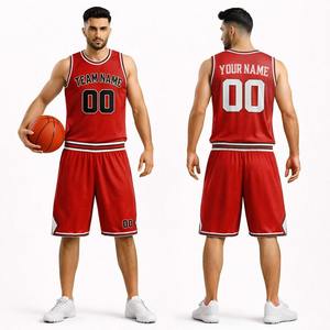 Seragam Basket Kustom Five B, Jersey dan Celana Pendek Putih dan Merah, Set Pakaian Olahraga Tim Profesional yang Bernapas, Dapat Dipersonalisasi untuk Pertandingan - Product Image 1