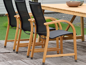 Contemporary Outdoor Garden Set 6 Seater Solid Teak Weather Resistant Non <b>Foldable</b> for Patio Use - Product Image 3