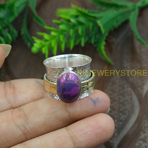 Purple Copper Turquoise <b>Ring</b> Handmade 925 Sterling Silver Brass Boho <b>Statement</b> <b>Ring</b> Natural Turquoise Jewelry Women Gift for her - Product Image 6