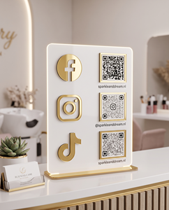 Elegante Soporte de Acrílico para Letreros con Código QR, Personalizado, de Escritorio, Diseño Elegante, Visibilidad Mejorada, Iluminación LED, Estilo Europeo - Product Image 1