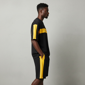 2026 New arrived Summer Casual Wear Streetwear custom DTF Printed logo 100% Cotton <b>2</b> tone hip hop Oversized Men's <b>2</b>-<b>Piece</b> <b>Set</b> - Product Image 4