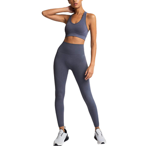 Ensemble de yoga personnalisé en polyester/coton écologique grande taille, séchage rapide, respirant, extensible, sans couture, soutien-gorge de sport et leggings - Product Image 1