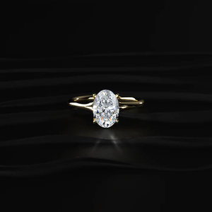 Bague de fiançailles classique ovale solitaire, diamant CVD cultivé en laboratoire de 1,0 ct, plaqué or 10/14/18 carats, certifié IGI, bague de mariée de luxe - Product Image 1