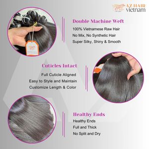 Meilleur prix de gros pour des extensions de cheveux humains vierges Remy vietnamiens de haute qualité, paquets de cheveux alignés sur les cuticules - Product Image 2