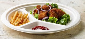 Assiettes à compartiments 3 CP jetables, biodégradables, en bagasse de canne à sucre, non toxiques, certifiées ISO, compostables, sans BPA, pour micro-ondes et événements - Product Image 4