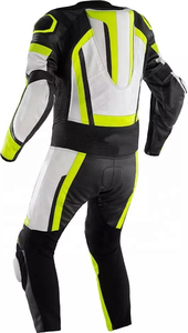 Men's Leather Motorcycle Racing Suit One Piece Black Red White <b>Green</b> Windproof Gear - Product Image 4