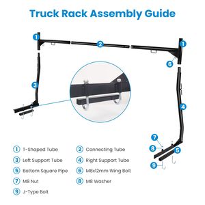 Par de soportes de acero ajustables para camioneta, capacidad de 800 libras, extensibles, sin perforación, accesorios de control de carga para la plataforma de camionetas pickup - Product Image 5