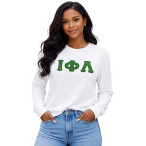 Iota Phi Lambda Sorority <b>White</b> Long Sleeve Shirt Greek Letter Apparel Womens Casual Crewneck <b>Top</b> Premium Quality Wear - Product Image 3