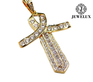 JEWELUX Colgante de Cruz Chapado en Oro con Cristal Tallado en Canal, Amuleto Religioso, Joyería Unisex de Proveedor Indio - Product Image 5