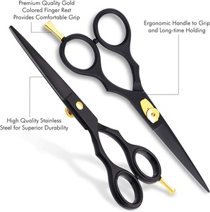 Professional Matte Black 420C Stainless Steel Barber's Cutting Scissors Straight Hair <b>Shears</b> Sharp Blunt All-Purpose Beauty <b>Tool</b> - Product Image 4