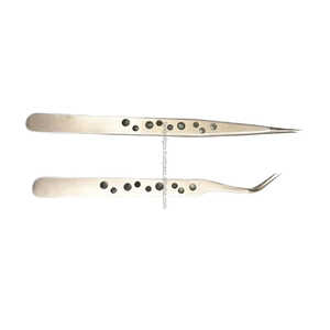 Ensemble de pinces à cils en acier inoxydable de qualité supérieure, 2 pièces, couleur argentée, pointe pointue, couleurs personnalisées, emballage personnalisé - Product Image 3