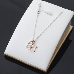 สร้อยคอเงินแท้ S925 พร้อมจี้รูปดาวห้าแฉกและใบโคลเวอร์นำโชค ประดับมุก ถาดเปล่าสำหรับงาน DIY รุ่นใหม่ 389 - Product Image 5