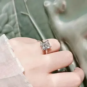 Princess Cut Moissanite Engagement <b>Ring</b> 925 Sterling <b>Silver</b> <b>Solitaire</b> <b>Ring</b> Classic Luxury Diamond Look Bridal Jewelry - Product Image 3