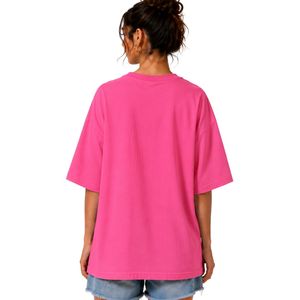 Camiseta Extra Grande Rosa Intenso para Mujer con Estampado Gráfico de Flor de Hibisco Colorida, Camiseta Casual de Algodón para Verano, Personalizada OEM ODM al por Mayor - Product Image 2